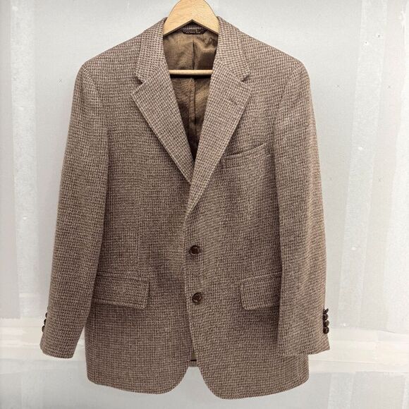 Vintage Magee Handwoven Donegal Wool Houndstooth Weave Mens 42R EUC - Picture 1 of 8